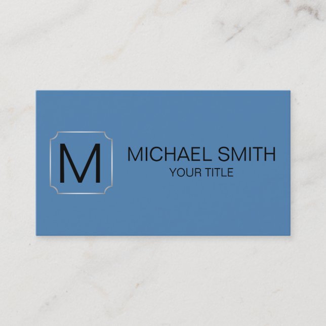 Cyan azure colour background business card (Front)