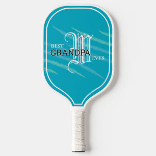 Cyan Best Grandpa ever, Monogramed Pickleball Paddle