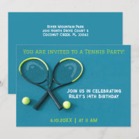 Cyan Birthday Party Rackets and Balls Tennis