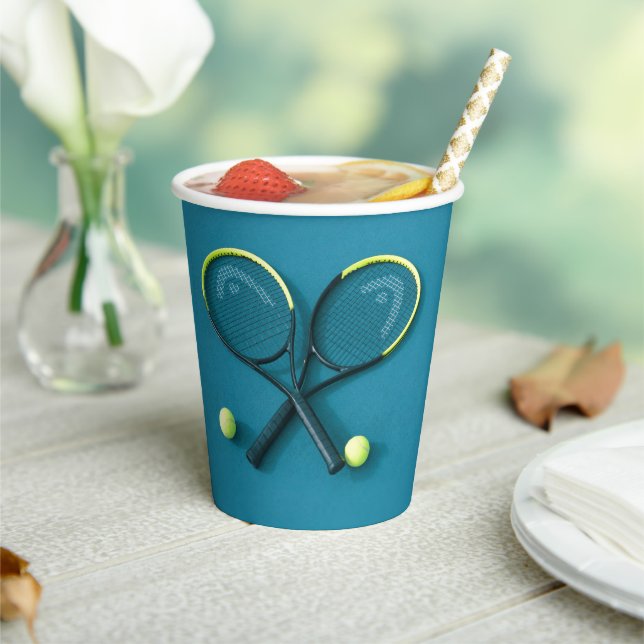 Cyan Birthday Party  Rackets and Balls Tennis Paper Cups (Insitu)