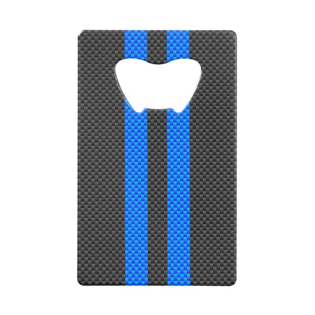Cyan Blue Carbon Fiber Style Racing Stripes (Back)