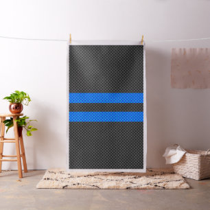Cyan Blue Carbon Fibre Style Racing Stripes Fabric