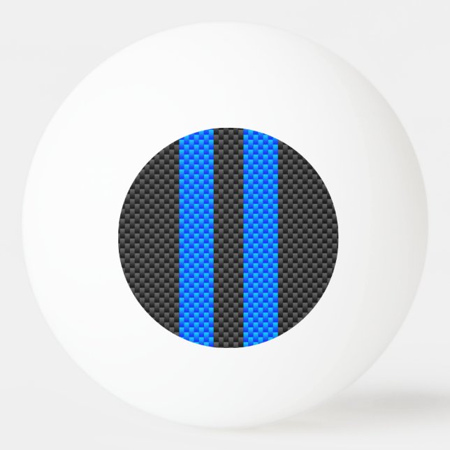Cyan Blue Carbon Fibre Style Racing Stripes Ping Pong Ball (Back)