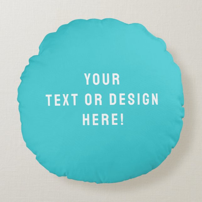 Cyan-Blue Custom Round Pillows – Unique & Stylish (Front)