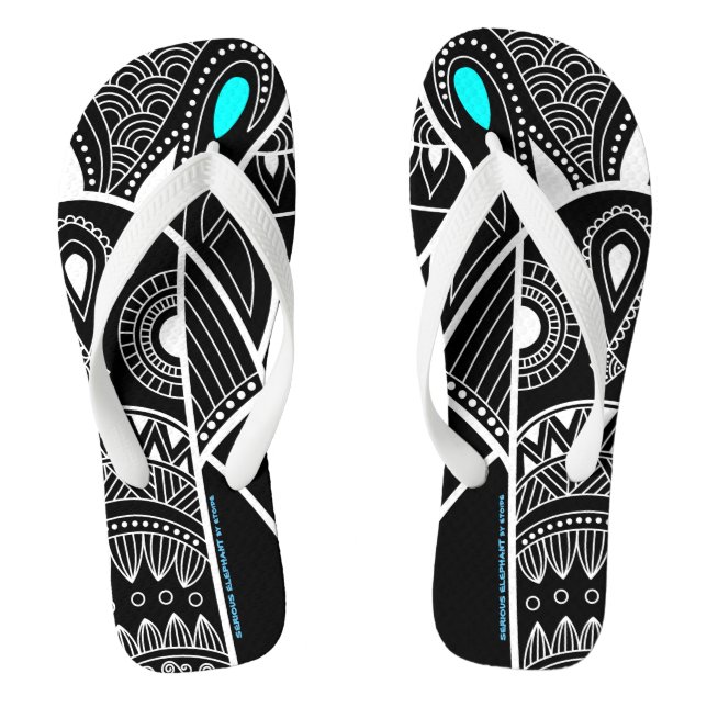Cyan Blue Eye Serious Elephant Jandals (Footbed)