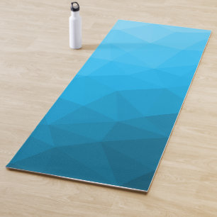 Cyan blue Gradient Geometric Mesh Pattern Yoga Mat