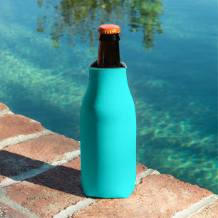 Cyan Blue Green Turquoise Solid Colour Bottle Cooler