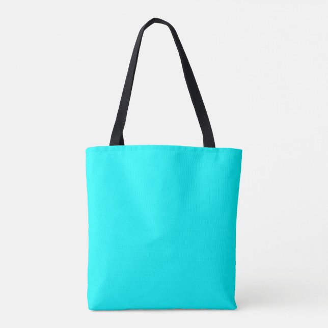 Cyan Blue Green Turquoise Solid Colour Tote Bag (Back)