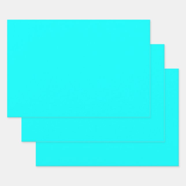 Cyan Blue Green Turquoise Solid Colour Wrapping Paper Sheet (Set)