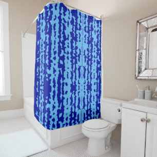 Cyan Blue Irregular Abstract Design Shower Curtain
