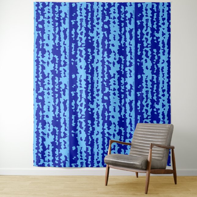 Cyan Blue Irregular Abstract Design  Tapestry (In Situ)