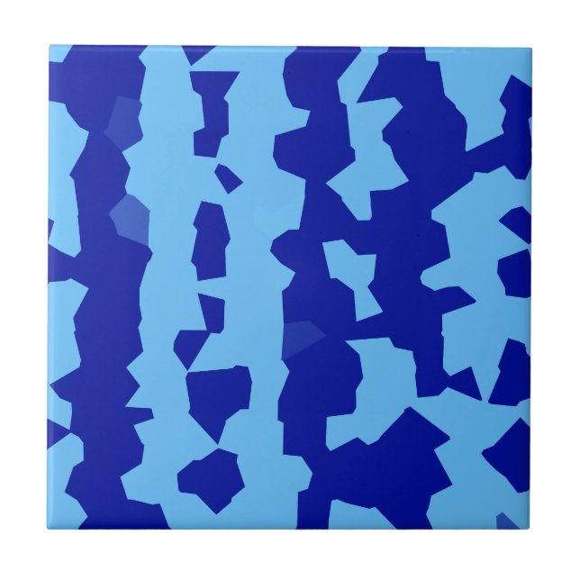 Cyan Blue Irregular Abstract Design  Tile (Front)