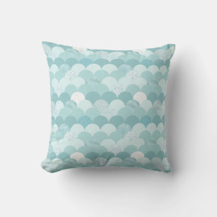 Cyan blue mermaid scales cushion
