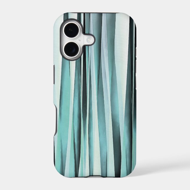 Cyan Blue Ocean Stripey Lines Pattern (Back)