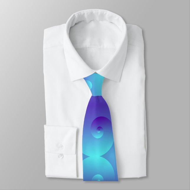 Cyan blue purple spiral swirl pattern background tie (Tied)