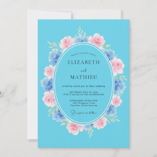 Cyan Blue Radiant Summer Wedding Invitation