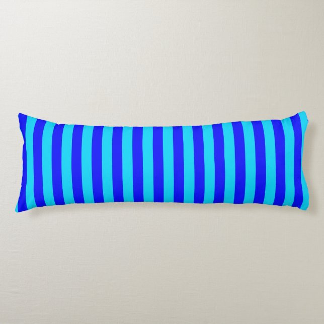 Cyan Blue Stripes Design  Body Cushion (Front)