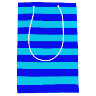 Cyan Blue Stripes Design Medium Gift Bag
