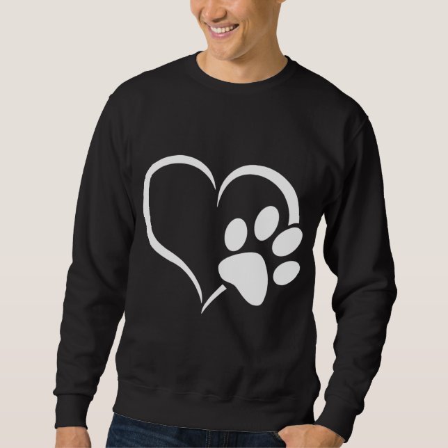 Cyan Blue Violet teal Dog Paw Print heart For Dogs Sweatshirt (Front)