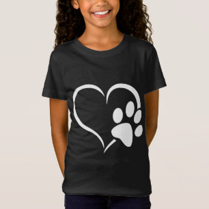 Cyan Blue Violet teal Dog Paw Print heart For Dogs T-Shirt