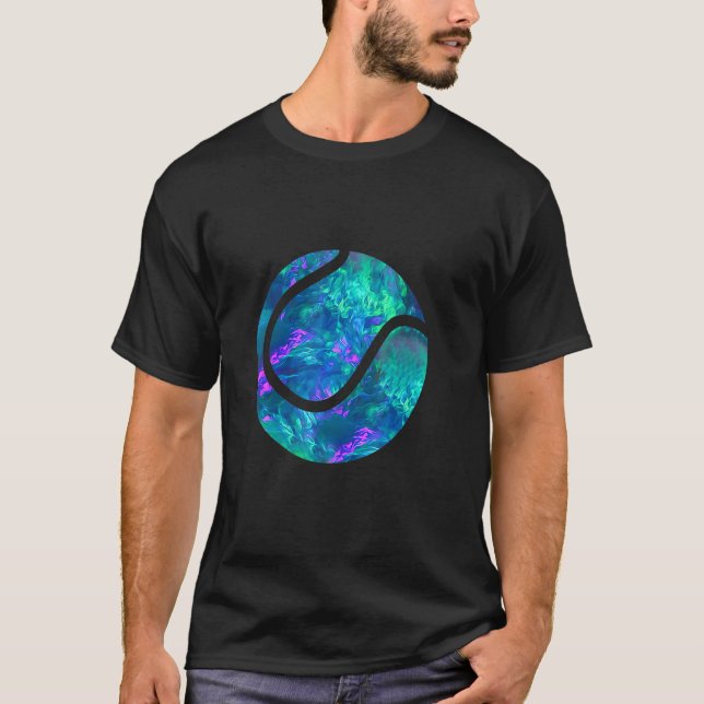 Cyan Blue Violet teal Tennis ball For Sports Playe T-Shirt (Front)