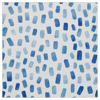 Cyan-Blue watercolor-dashes poplin-polyester  Fabric