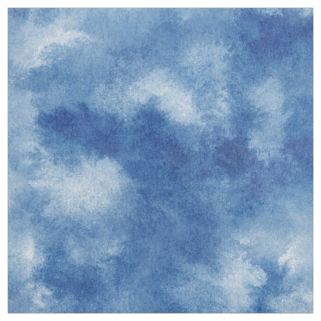 Cyan-Blue watercolor-wash poplin-polyester- Fabric (Swatch)