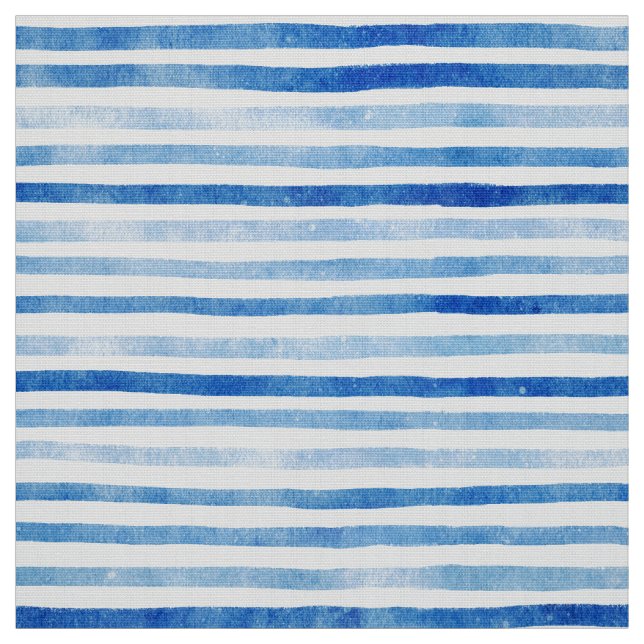 Cyan-Blue watercolorstrips pattern poplin Fabric (Swatch)