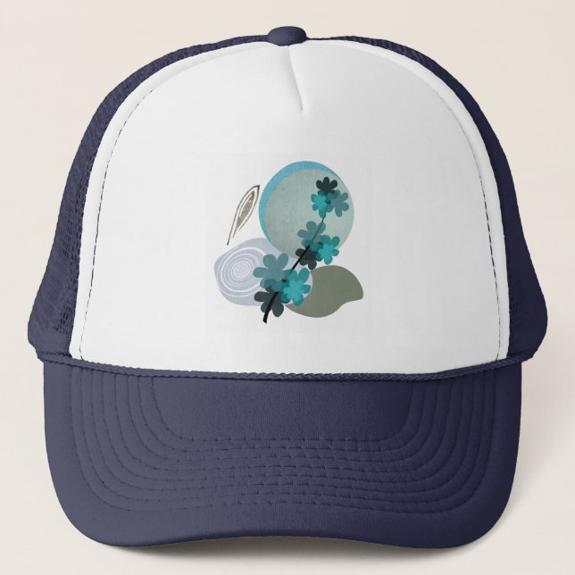 Cyan Boho Trucker Hat (Front)