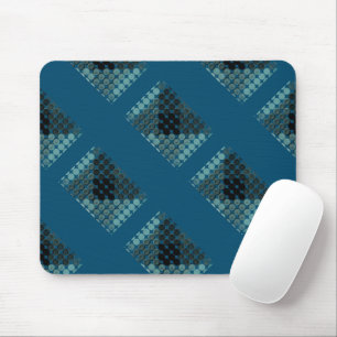Cyan buttons over blue, forming geometric shapes mouse pad