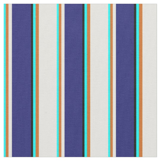 Cyan, Chocolate, Yellow, Midnight Blue & Black Fabric (Close Up)