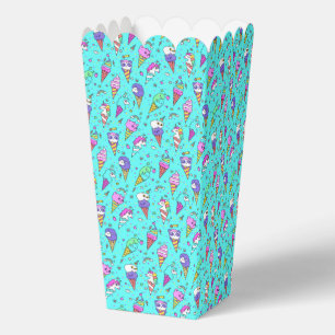 Cyan cute ice-cream can unicorn pattern favour box