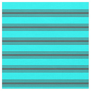 Cyan & Dark Slate Grey Lines/Stripes Pattern Fabric