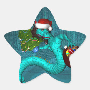 Cyan Dragon Star Sticker