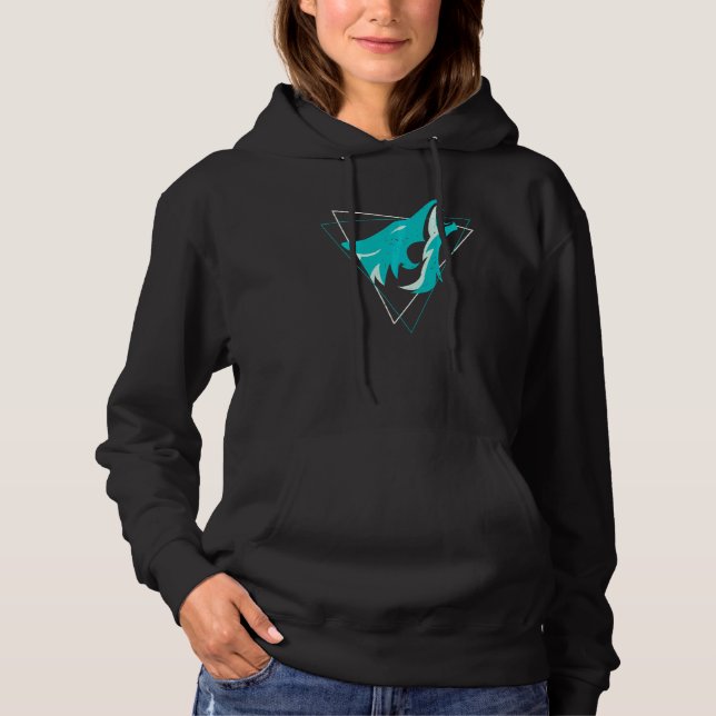 Cyan Fenrir Wolf Howl Odin Nordic Valhalla Mjolnir Hoodie (Front)