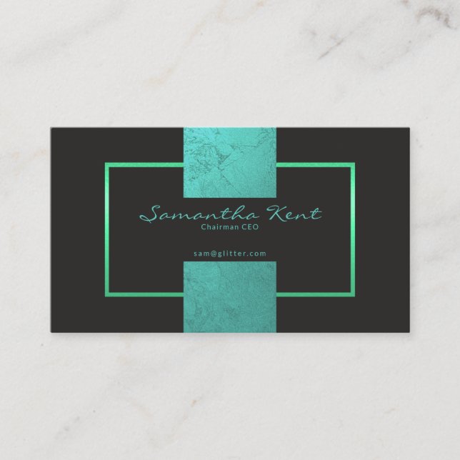 Cyan Gold Classic Glitter Elegance Chairman CEO Business Card (Front)