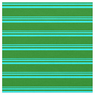 Cyan & Green Coloured Lines Pattern Fabric