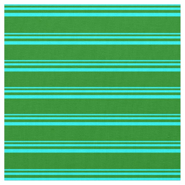 Cyan & Green Coloured Lines Pattern Fabric (Close Up)