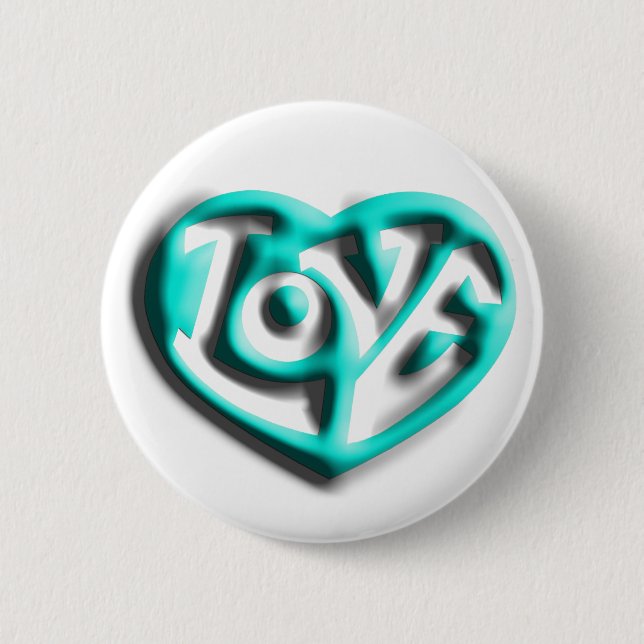 Cyan Hippie Love Heart 6 Cm Round Badge (Front)