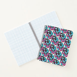 Cyan Hot Pink Graphic Floral Pattern Notebook