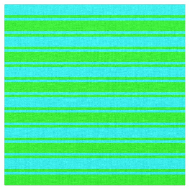 Cyan & Lime Coloured Lines Pattern Fabric (Close Up)