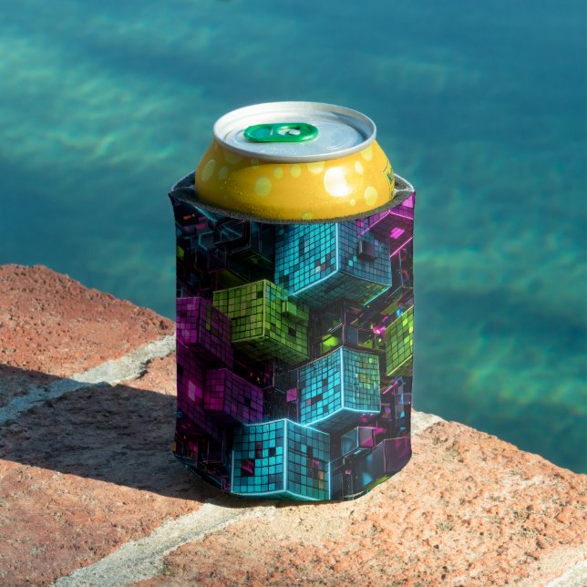 Cyan Magenta Lime Cyberpunk | Extremely 3D Can Cooler (In Situ Pool)