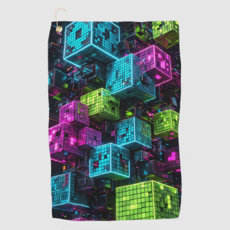 Cyan Magenta Lime Cyberpunk | Extremely 3D  Golf Towel