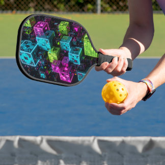 Cyan Magenta Lime Cyberpunk | Extremely 3D Pickleball Paddle