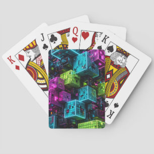 Cyan Magenta Lime Cyberpunk Extremely 3D Playing Cards