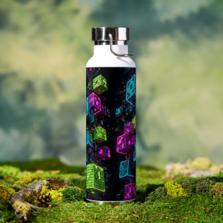 Cyan Magenta Lime Cyberpunk | Extremely 3D Water Bottle