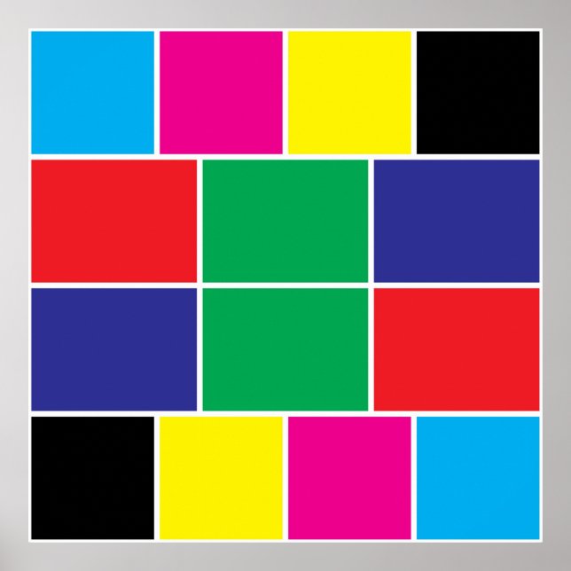 Cyan, magenta yellow, black,  red, green, blue poster (Front)