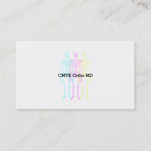 Cyan Magenta Yellow Letterpress Skeletons Business Card