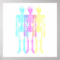 Cyan Magenta Yellow Letterpress Skeletons
