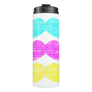 Cyan Magenta Yellow Moustaches Letterpress Style Thermal Tumbler